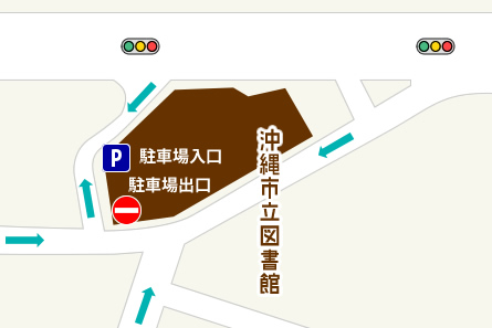 沖縄市雇用促進等施設（BCコザ）駐車場周辺地図