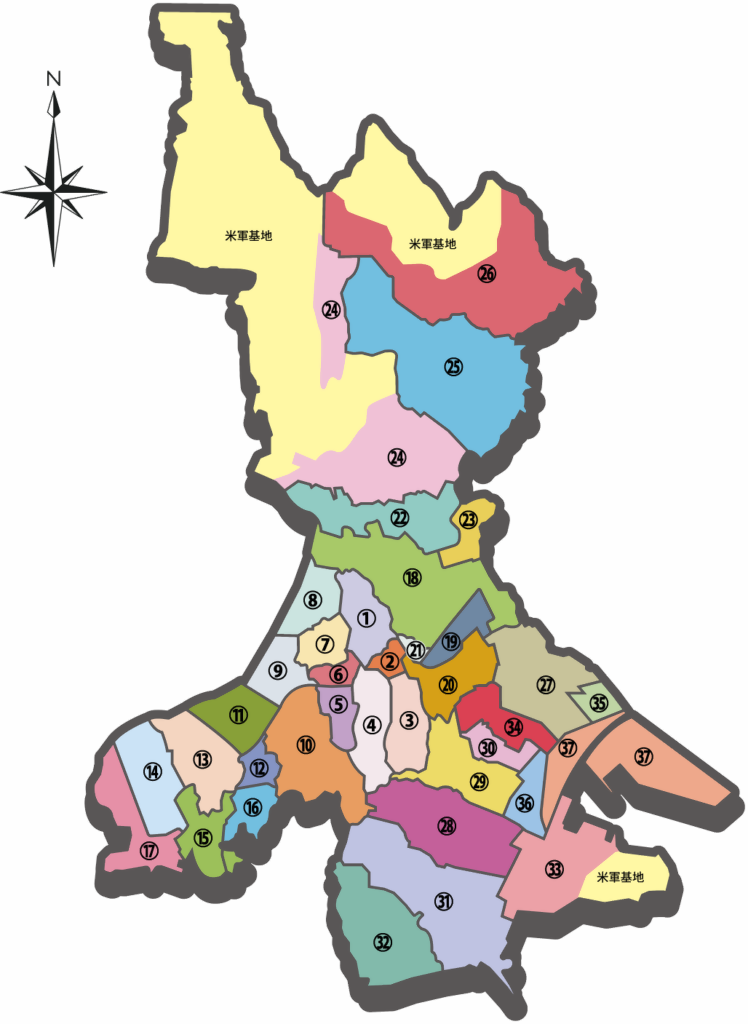 沖縄市37自治会区域図