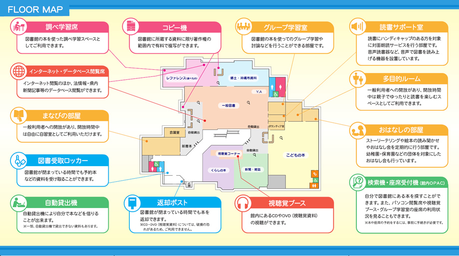 沖縄市立図書館館内マップ